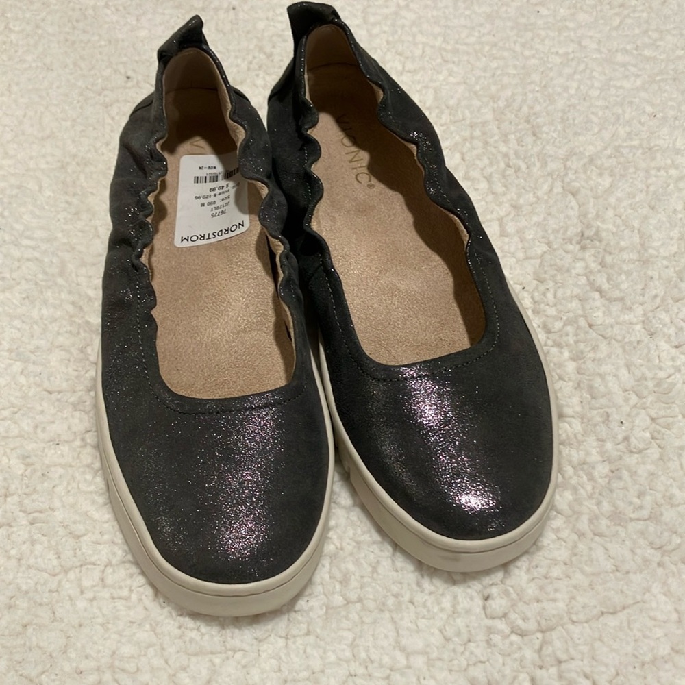 Women's Dark Gray Glitter Flats